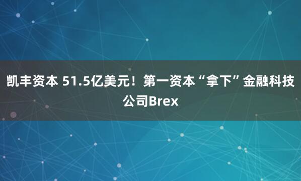 凯丰资本 51.5亿美元！第一资本“拿下”金融科技公司Brex