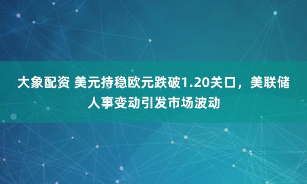 大象配资 美元持稳欧元跌破1.20关口，美联储人事变动引发市场波动