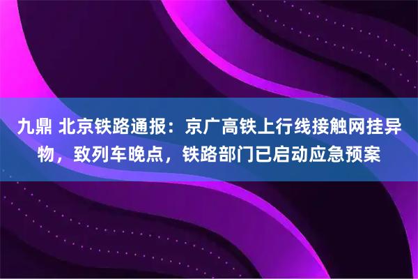 九鼎 北京铁路通报：京广高铁上行线接触网挂异物，致列车晚点，铁路部门已启动应急预案