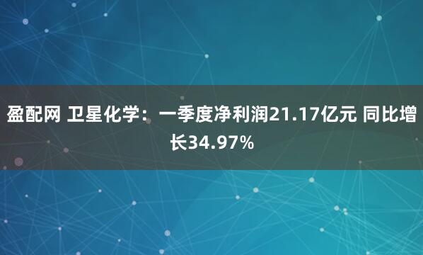 盈配网 卫星化学：一季度净利润21.17亿元 同比增长34.97%