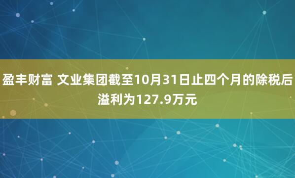 盈丰财富 文业集团截至10月31日止四个月的除税后溢利为127.9万元